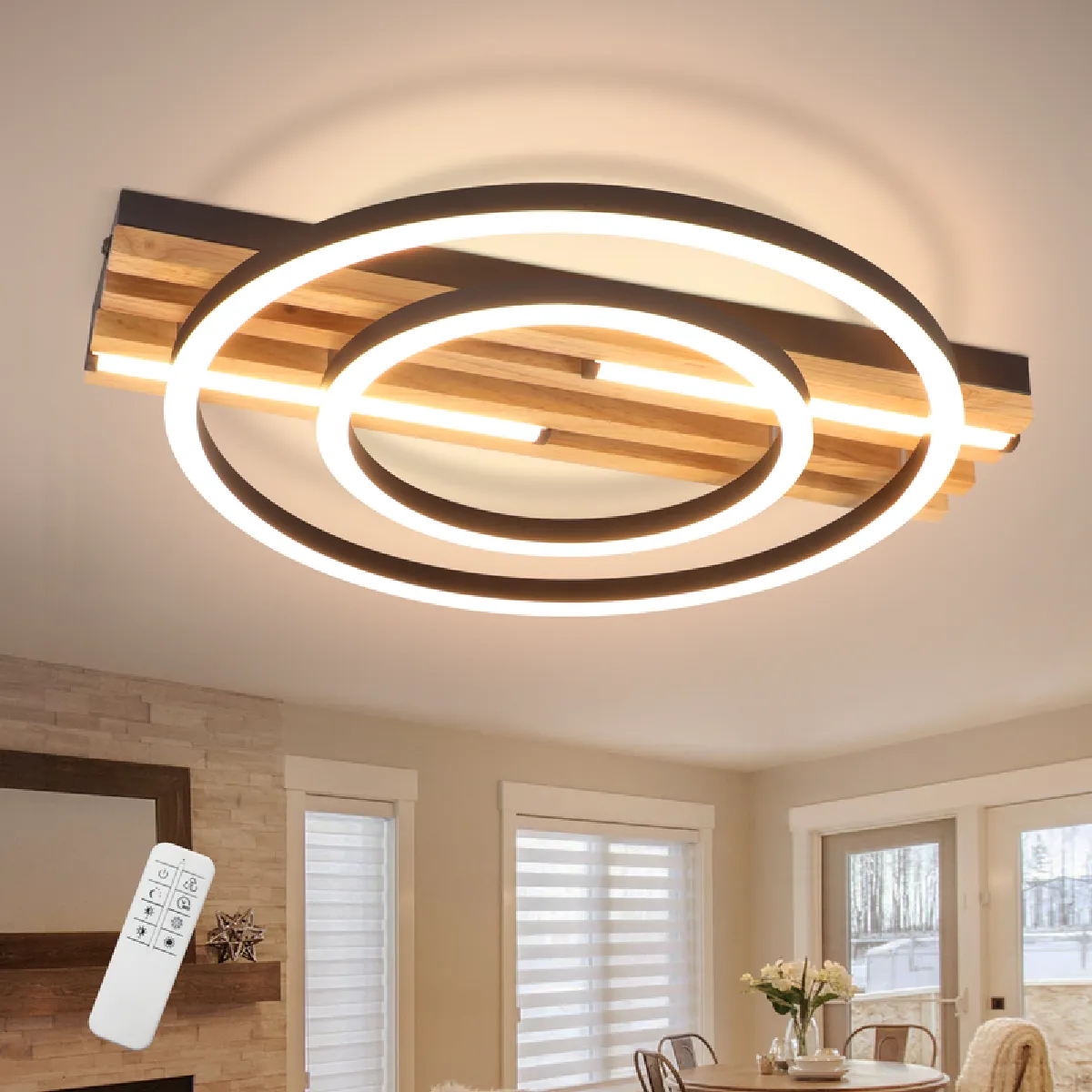 Nettlife Plafonnier LED bois - Marron