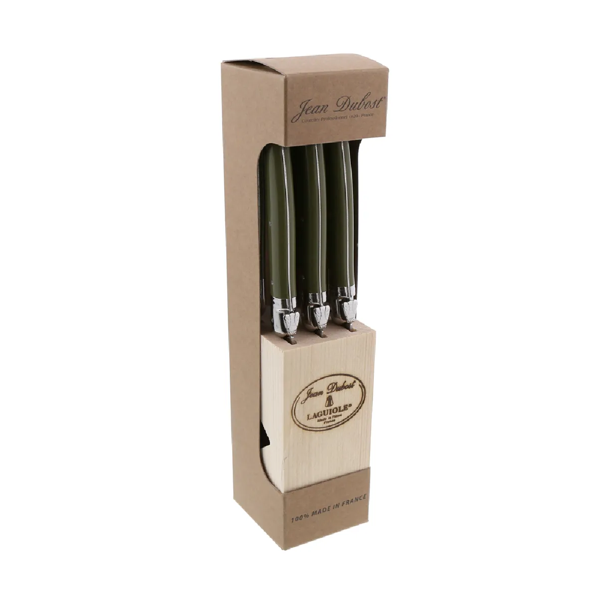 Jean dubost Laguiole couteaux steak - Vert kaki