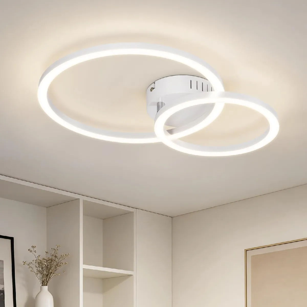 Nettlife Plafonnier LED 2 anneaux - Blanc