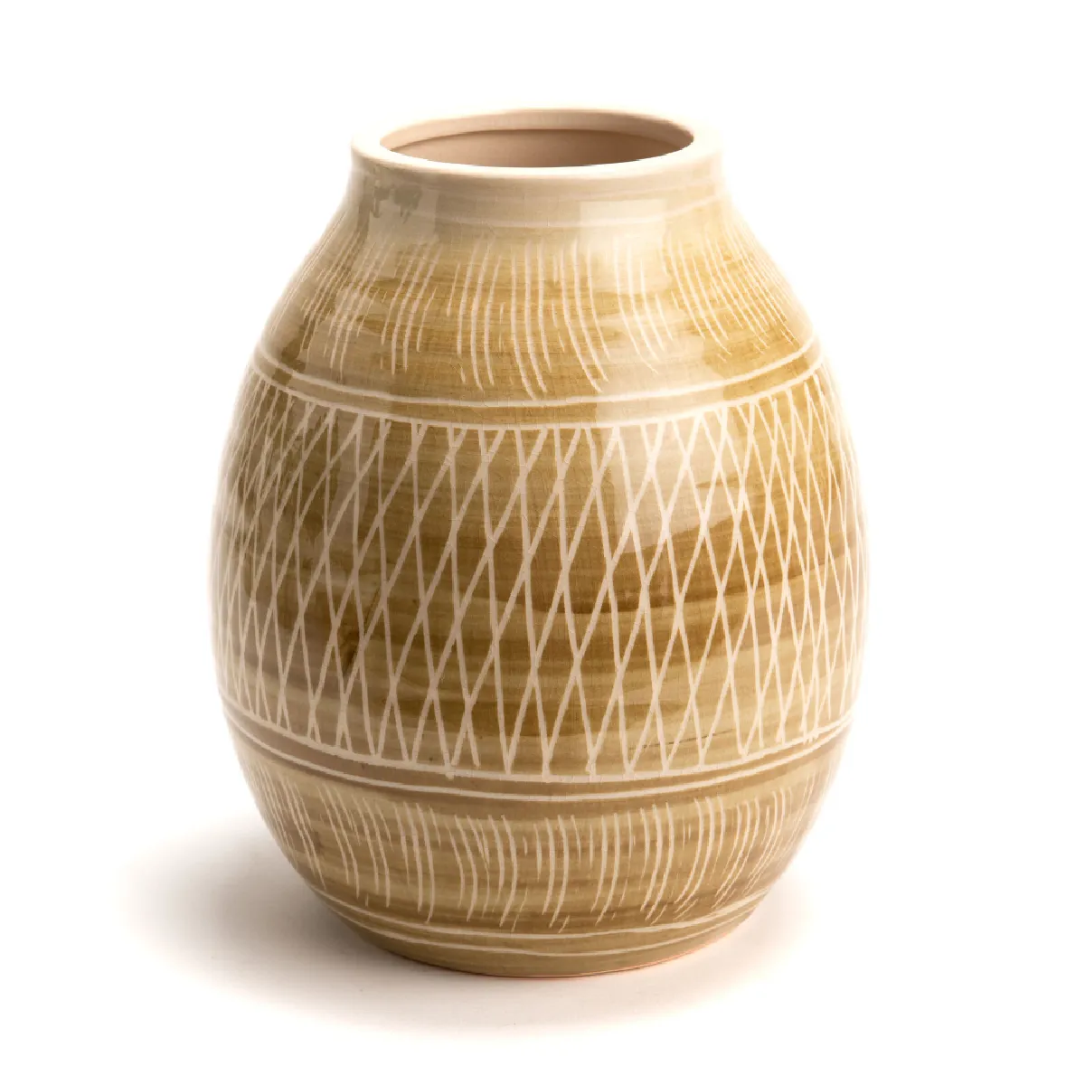 Non Communiqué Jaune Vase Kimia Taupe 20 Cm - Amadeus - Grès - Image 2