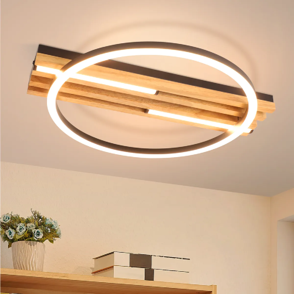 Nettlife Plafonnier LED moderne - Marron