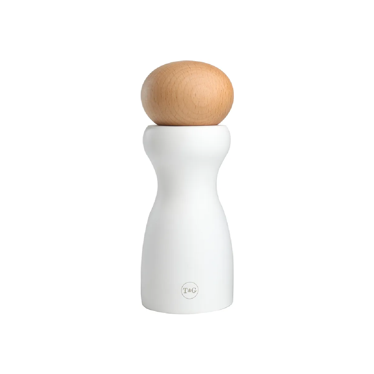 T&G Blanc Moulin À Sel Sphère Hauteur 15 Cm - Woodware - Bois De Hêtre - Image 3