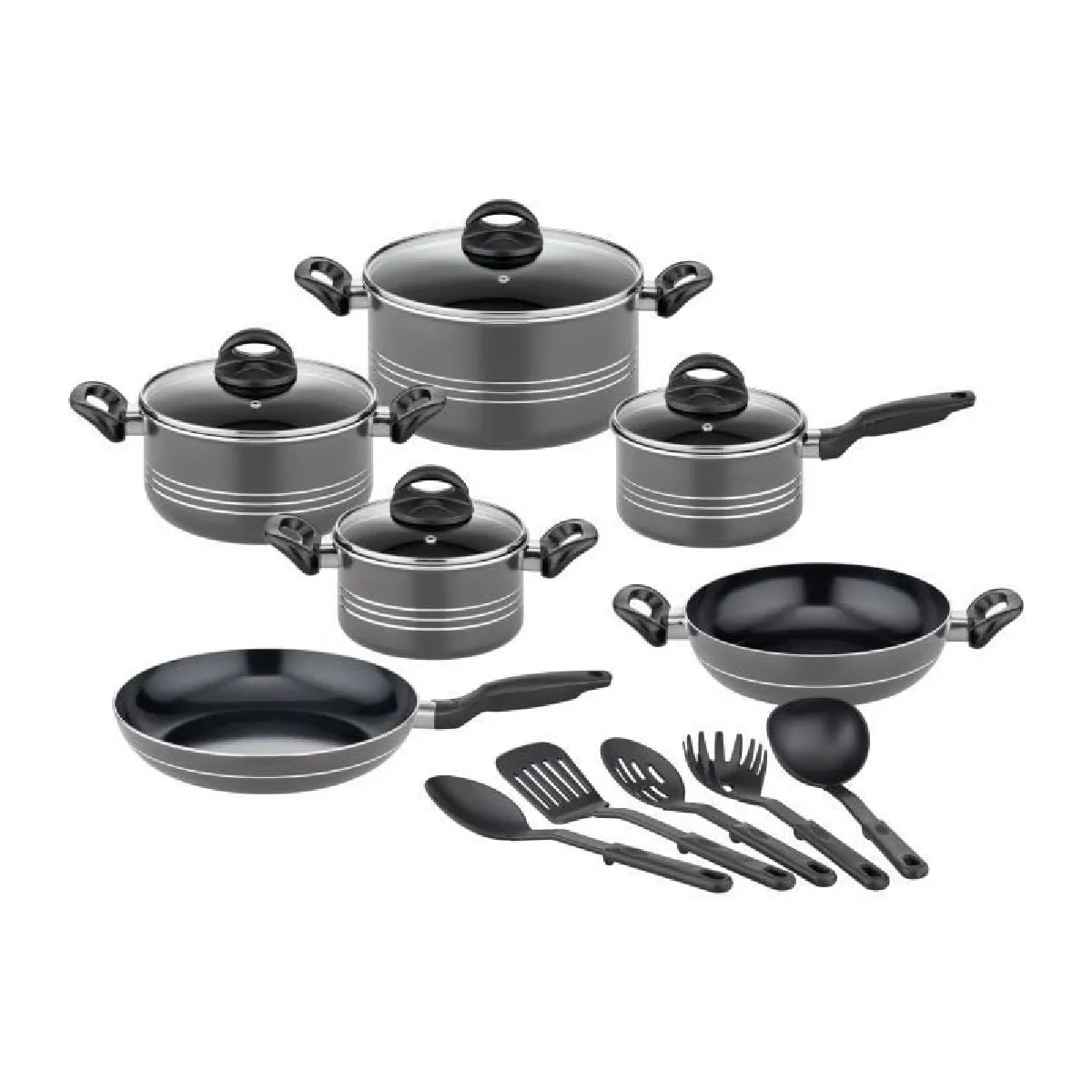 GSW - Batterie de cuisine Milano Grey - 15 pièces - Aluminium - Gris - Image 3