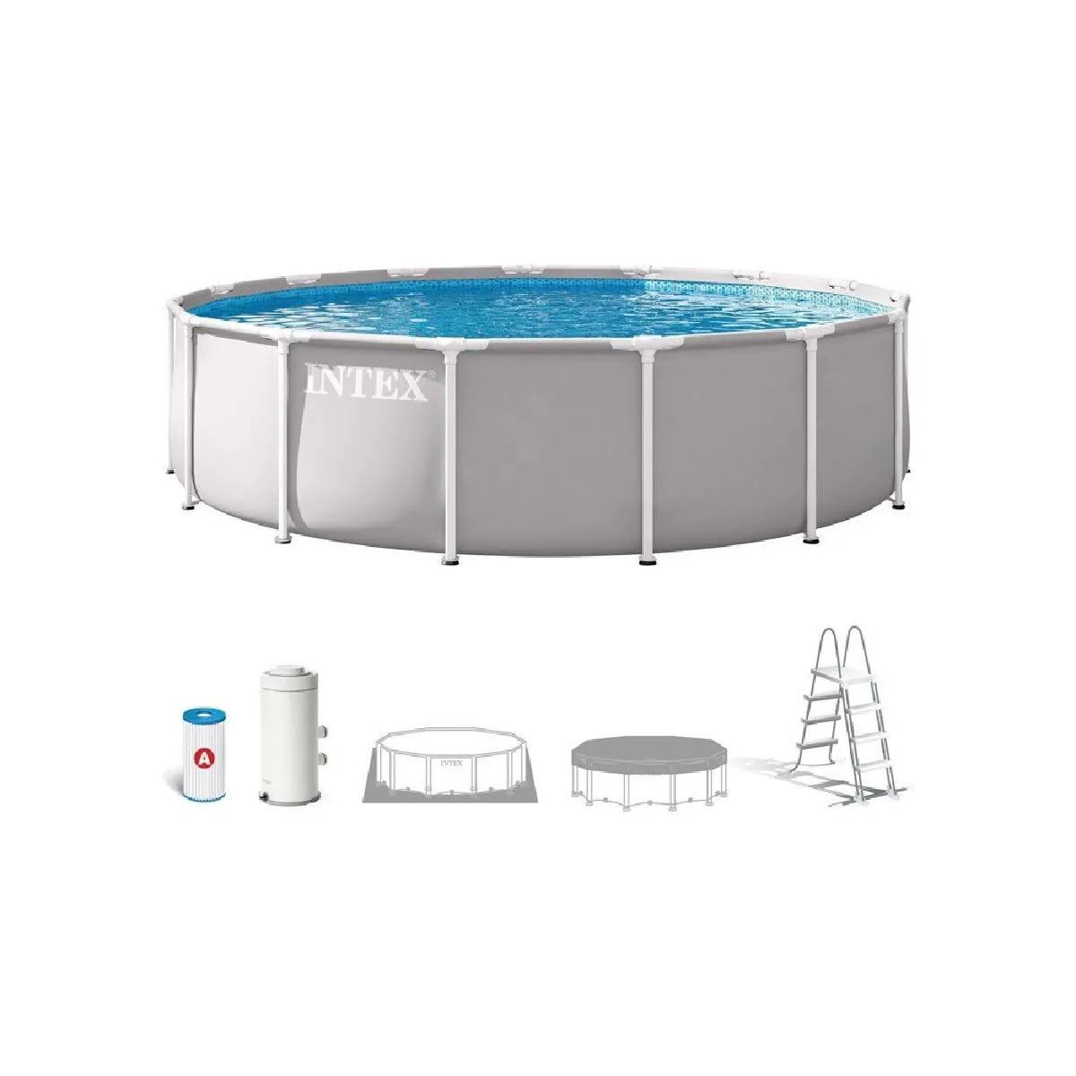 Kit Piscine hors sol tubulaire INTEX Pris Frame 457 x 107 cm Ronde 26724ND