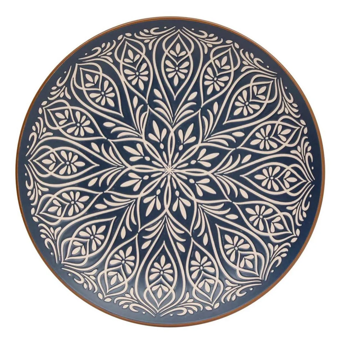 Lot de 6 Assiettes Plates en Céramique Inès 27cm Bleu