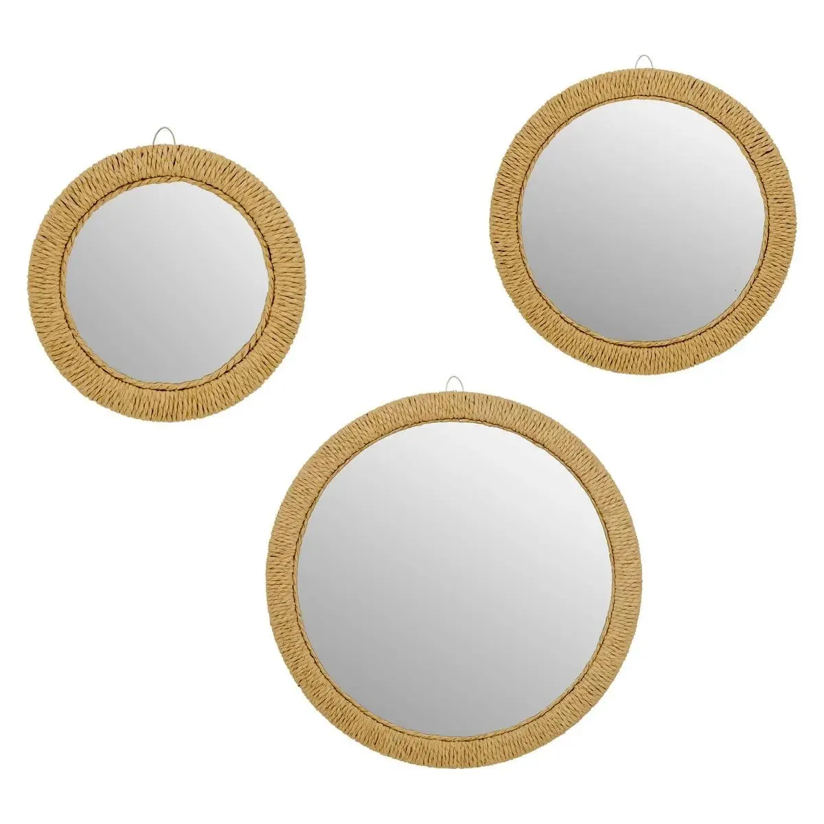 Atmosphera Lot 3 Miroirs Ronds Muraux - Naturel
