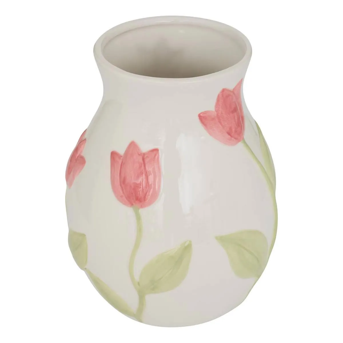 ATMOSPHERA Vase Tulipes en Dolomite Fleur de Rose 21cm Multicolore