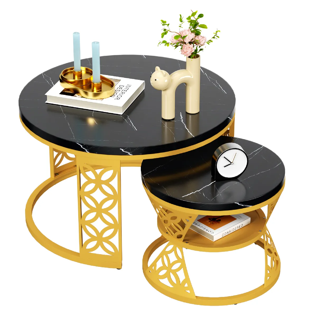 Ensemble de tables basses gigognes rondes 2 pièces
