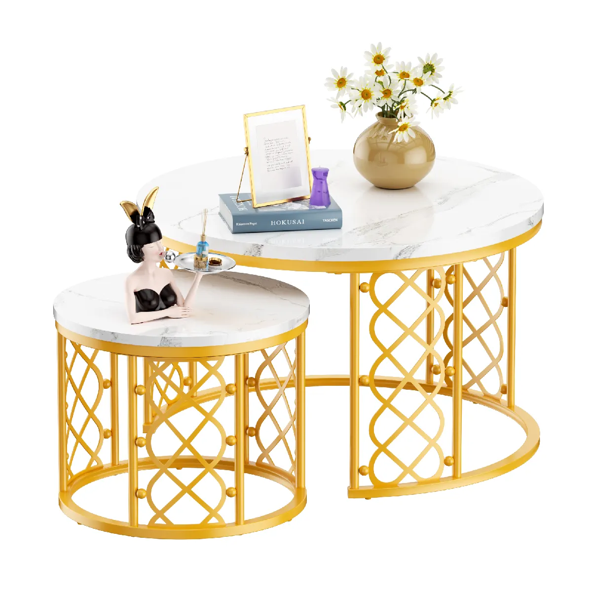 Lot de 2 tables basses nest - tables d’appoint pour salon
