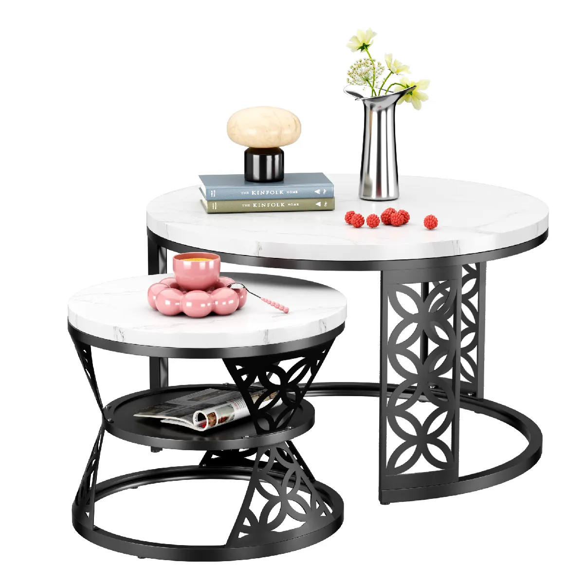 Table basse gigogne ronde 2 pièces