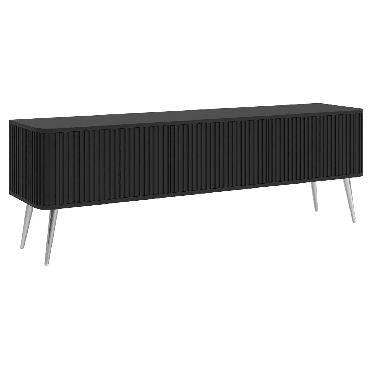 SELSEY - Meuble TV debout OVARLO - 163 cm - noir / argent