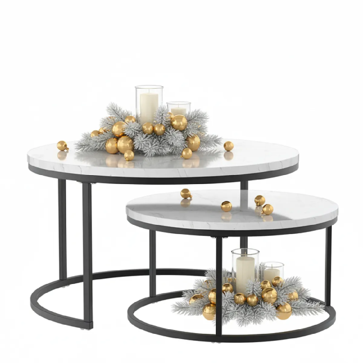 Table basse gigogne 2 tables - rondes empilables pour salon