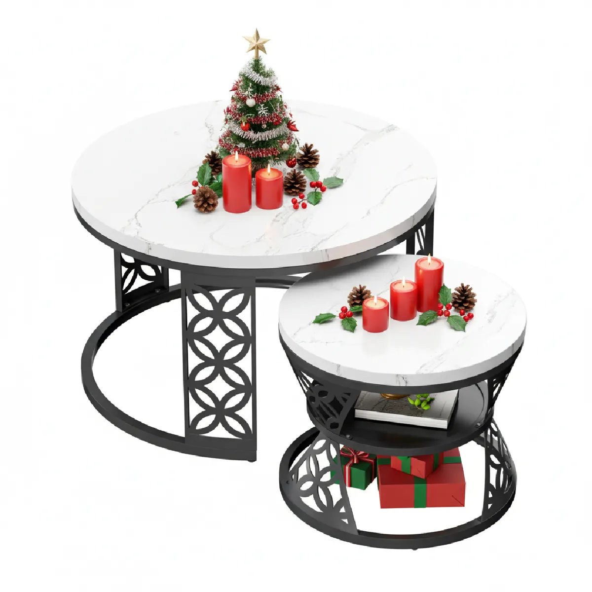 Table basse gigogne empilable 2 pièces