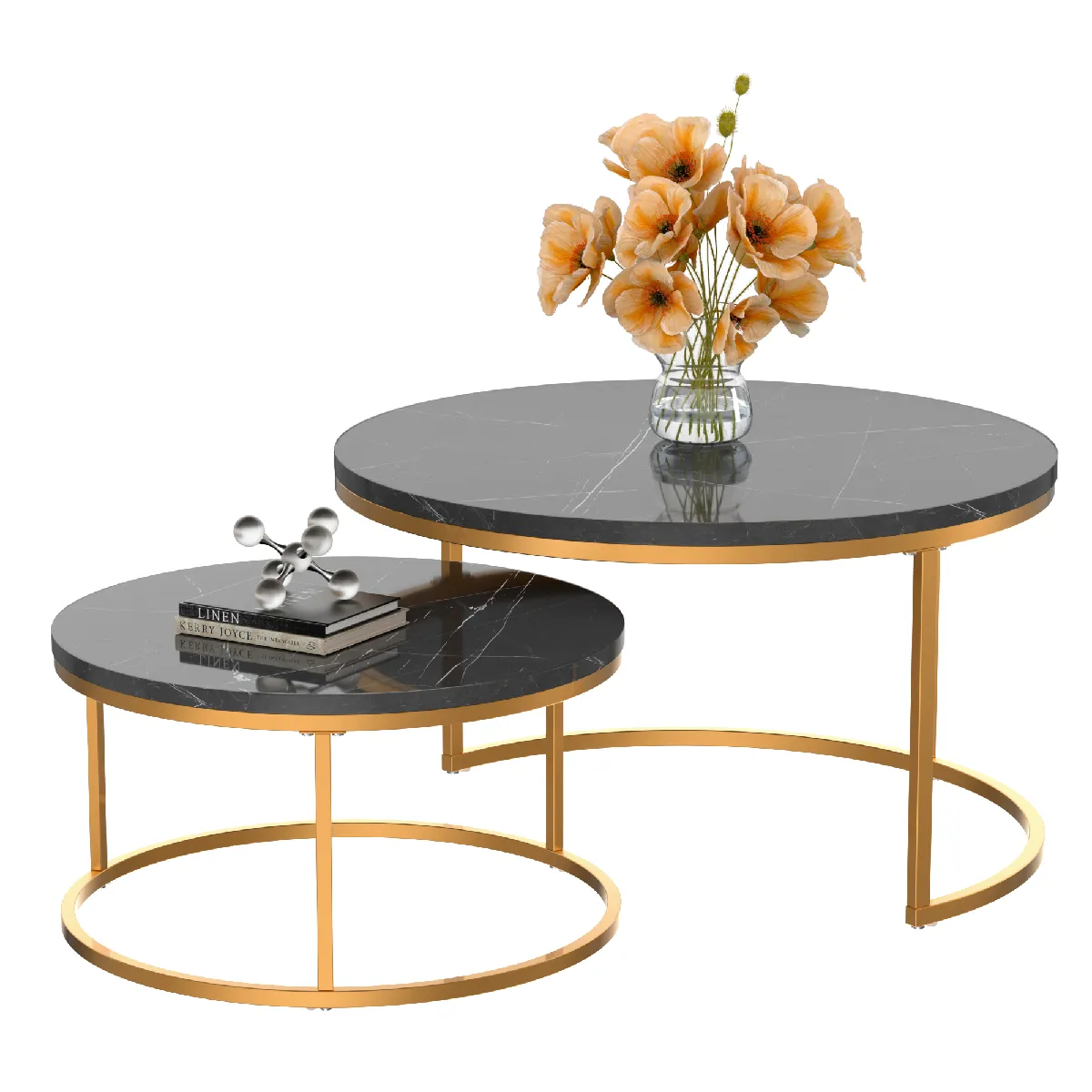 Ensemble de 2 tables basses gigognes pour salon – grande table 80x80 cm