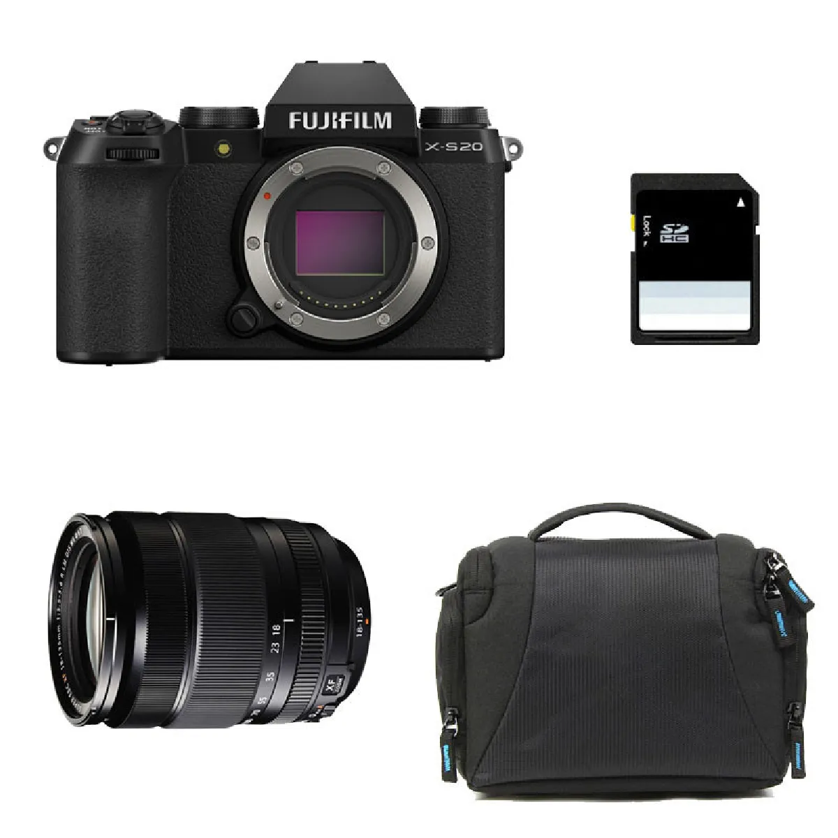 Fujifilm Noir X-S20 + 18-135Mm + Sac + Carte Sd 8 Go