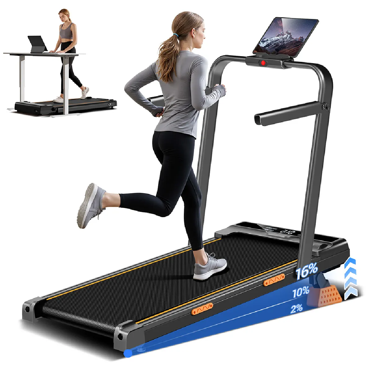 ROBORE Tapis de course pliable  X5F avec inclinaison de 16 %, vitesse maximale de 10 km/h