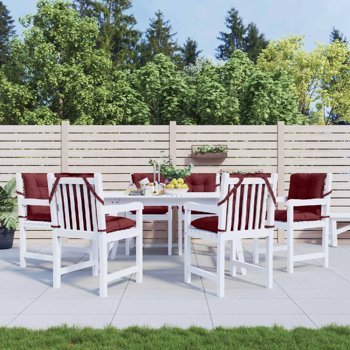 Vidaxl Rouge Coussins De Chaise Dossier Bas Lot De 6 Bordeaux Mélangé