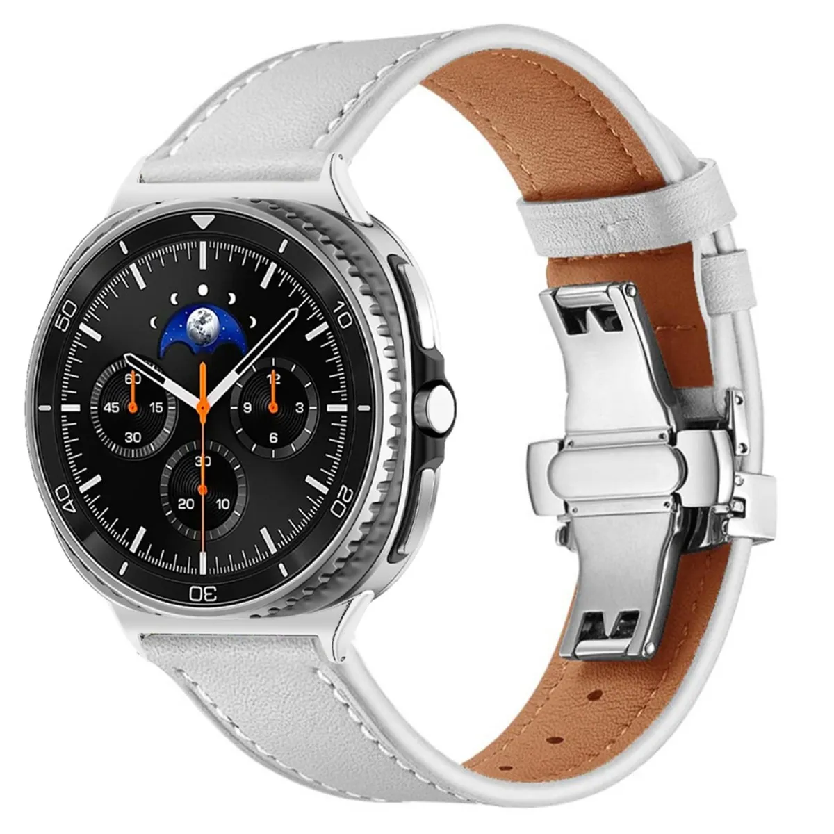Bracelet montre cuir synthétique avec fermoir papillon, compatible avec Samsung Watch7 (Ul