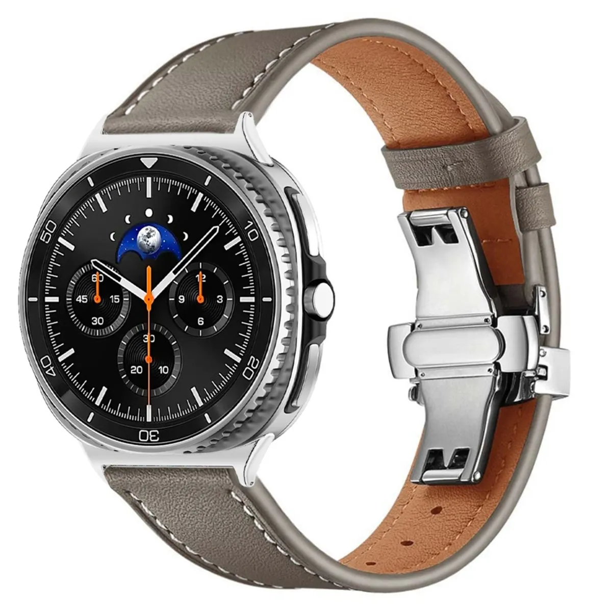 Bracelet montre cuir synthétique avec fermoir papillon, compatible avec Samsung Watch7 (Ul