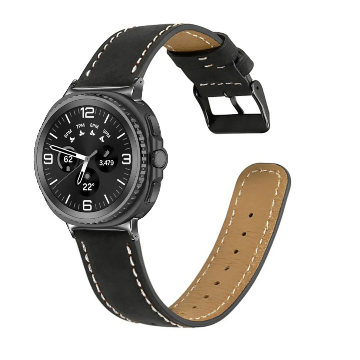 Bracelet à boucle ardillon en cuir synthétique compatible avec Samsung Galaxy Watch Ultra