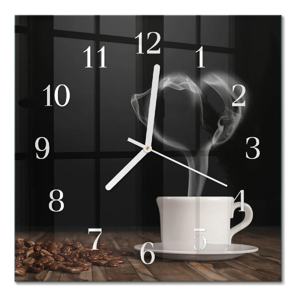 Tulup Horloge murale verre tasse café - Blanc