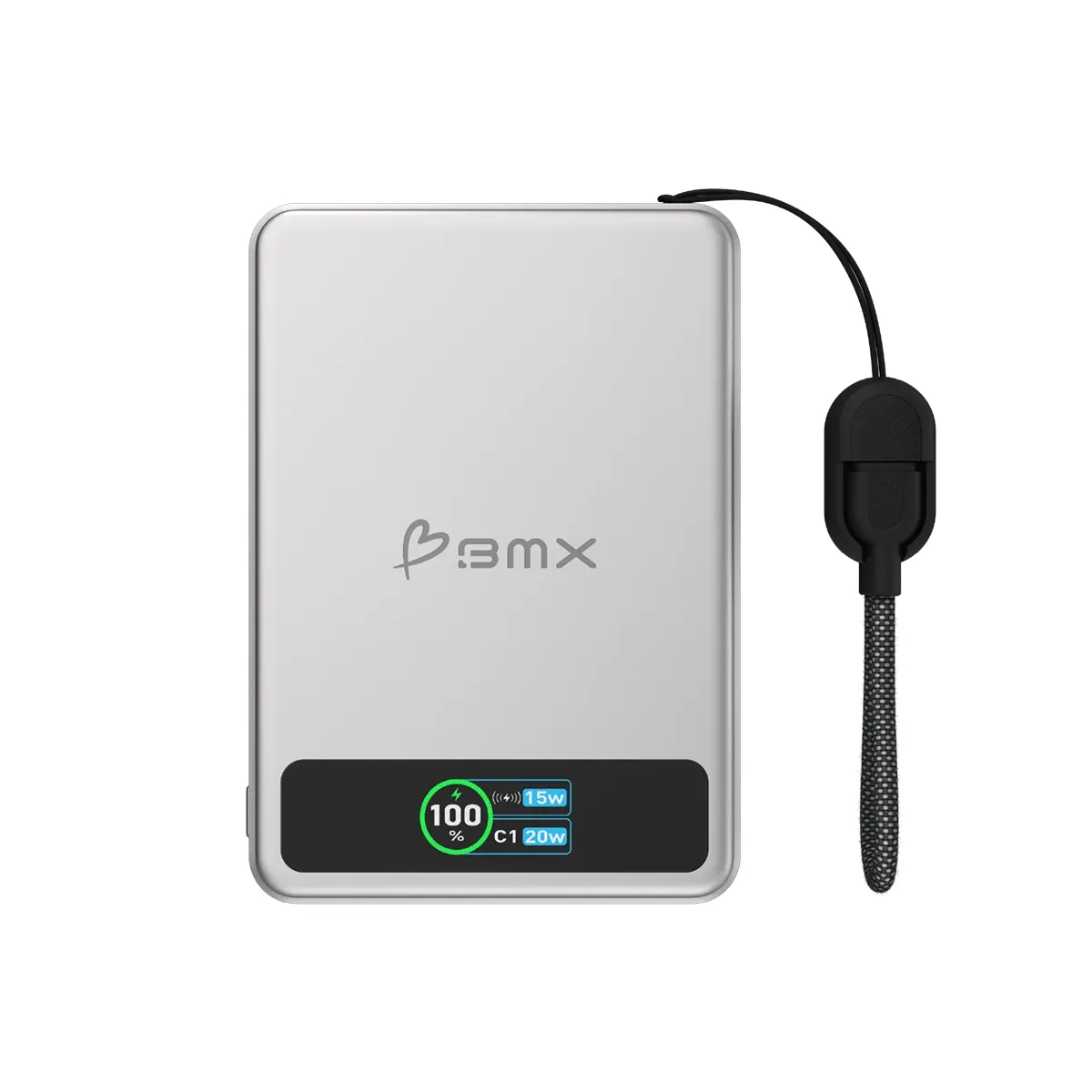 Bmx - Batterie Externe - 5000mAh - Qi2 15W - Écran LCD - Argent - Image 2