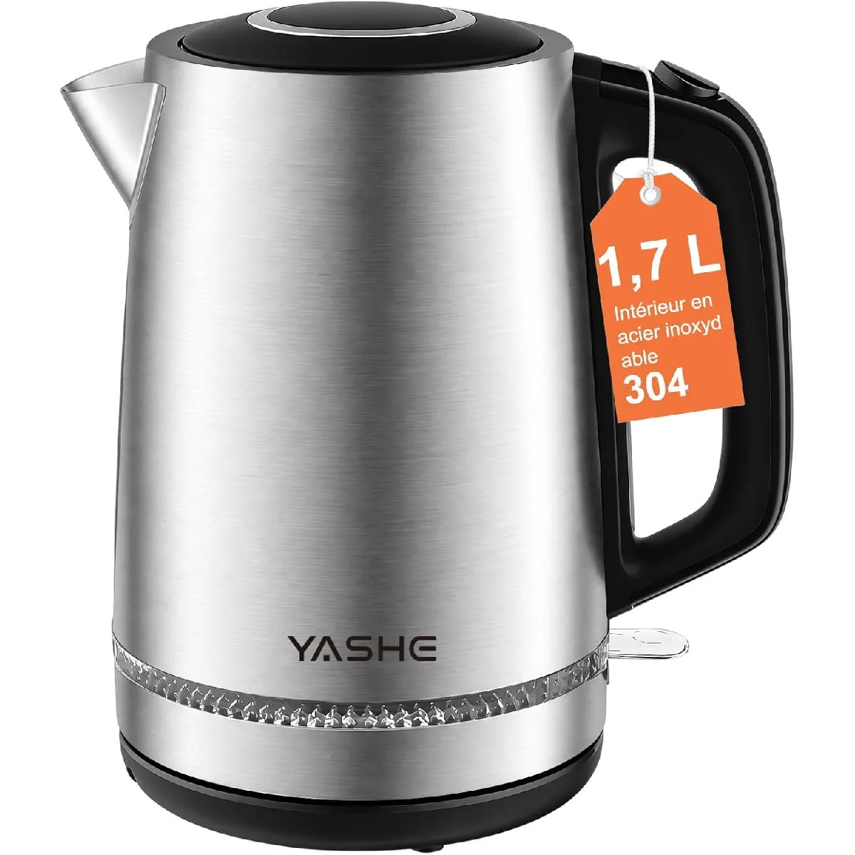 Yashe Bouilloire Inox, 1,7 L, 2200 W, Base 360°