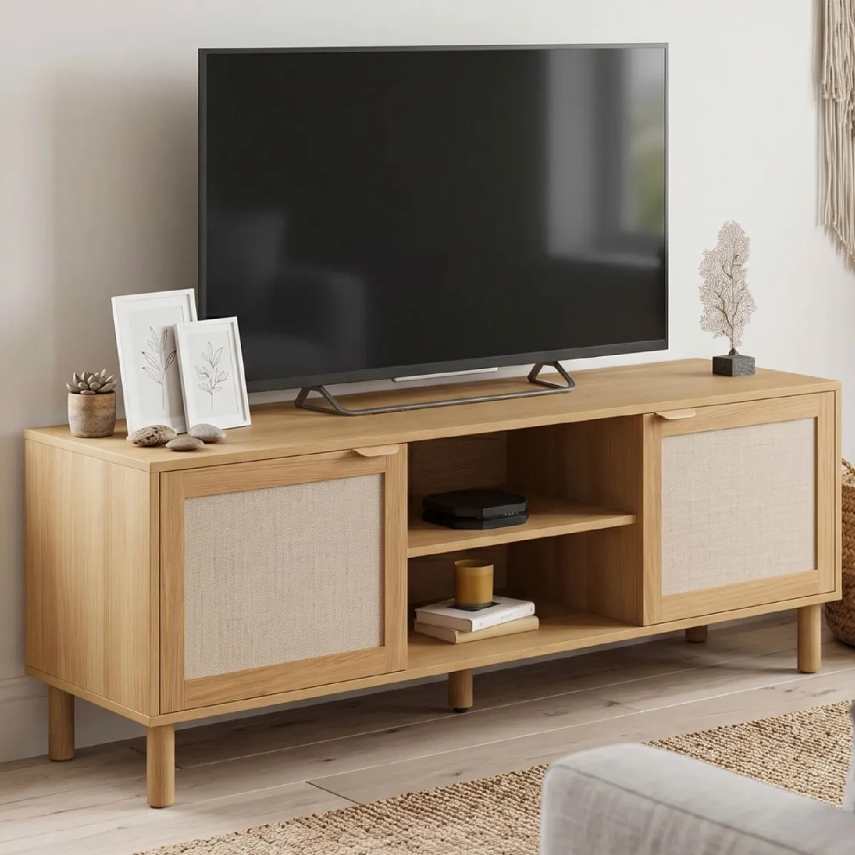 Meuble TV ROBIN effet lin