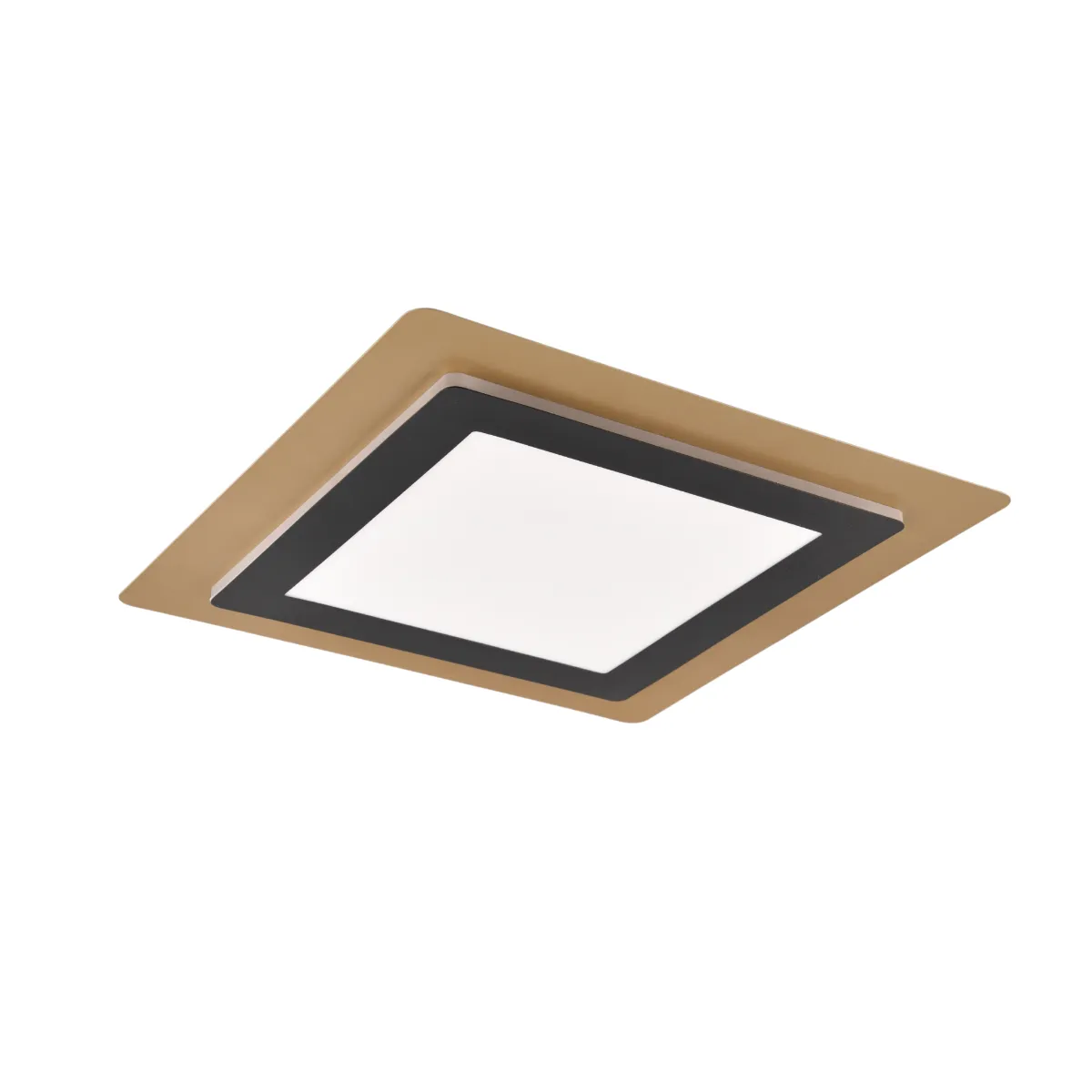 Trio Noir Plafonnier Carré Led 46W 45Cm Or/ Morgan Télé.