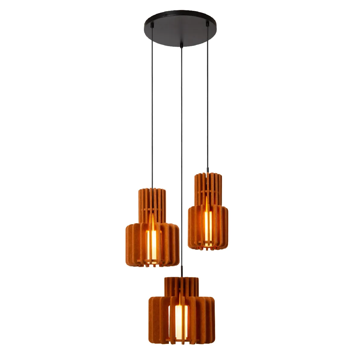 hængelampe Rollo, terrakotta, Ø 50 cm, stof/metal, 3 lyskilder