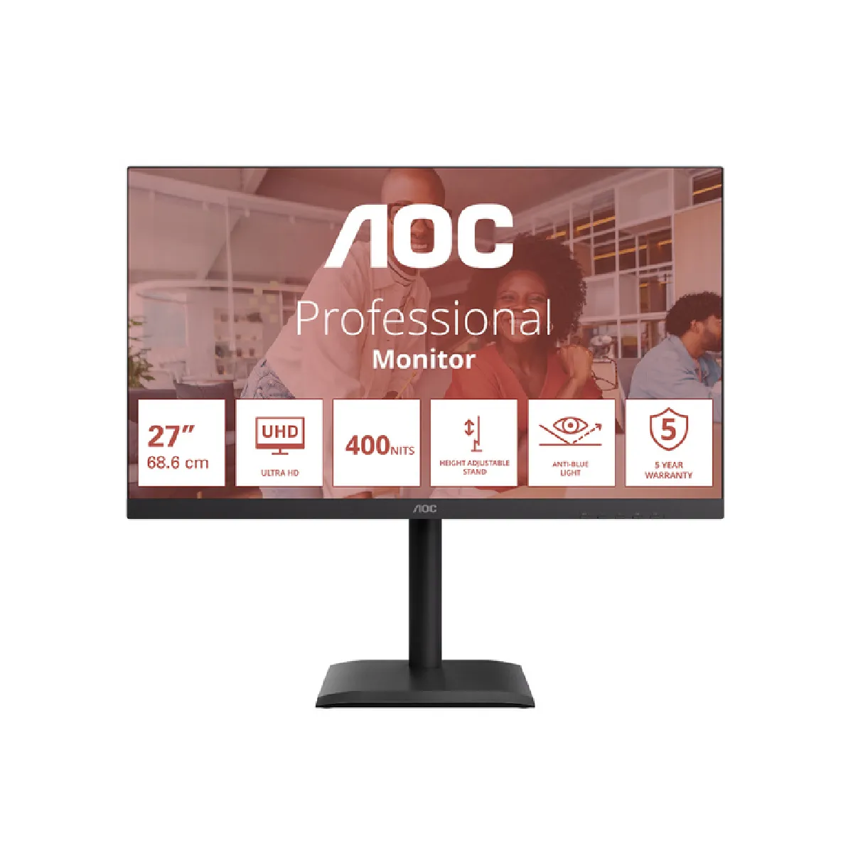 AOC  E4 U27E4CV - &Eacute;cran PC 27"" 4K UHD IPS - USB-C PD - Noir