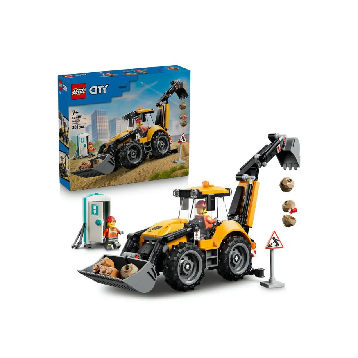 LEGO City 60480 Chargeuse-pelle jaune - 2 minifigurines