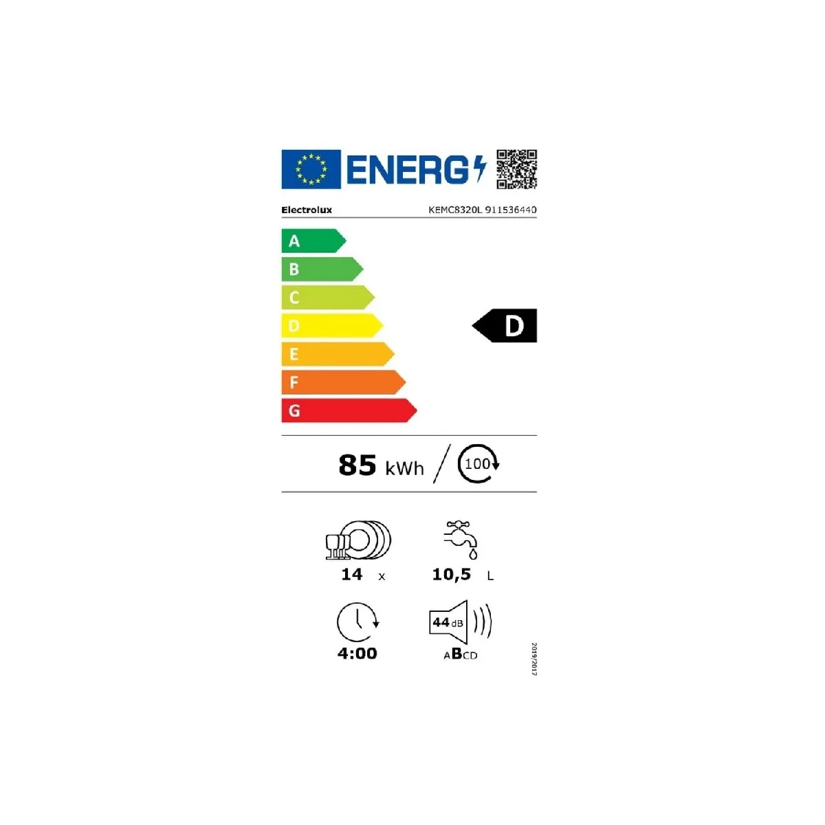 Lave vaisselle ELECTROLUX KEMC8320L 60 cm tout intégrable 14 couverts 44 dB - vue 2