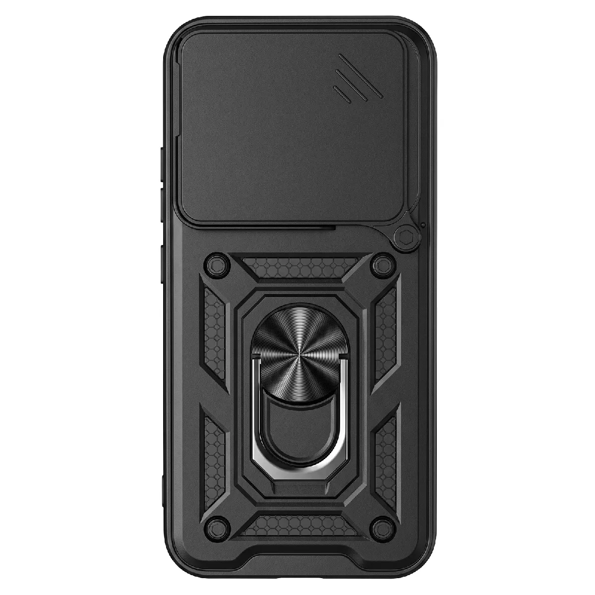Avizar Noir Coque Realme 16 Pro Plus Antichoc Bague Support Cache Caméra Coulissant - Image 2