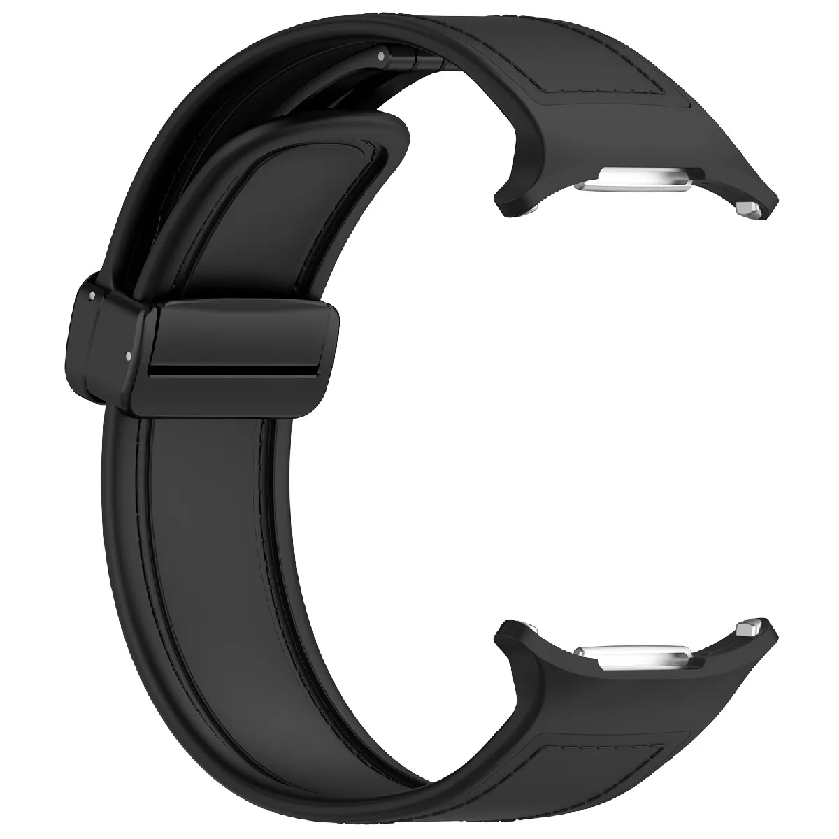 Inf Noir Bracelet En Silicone Et Cuir Pour Samsung Watch Ultra 47 Mm
