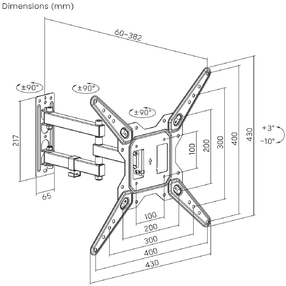 Support TV/moniteur Maclean universel MC-701N VESA max. - Image 3