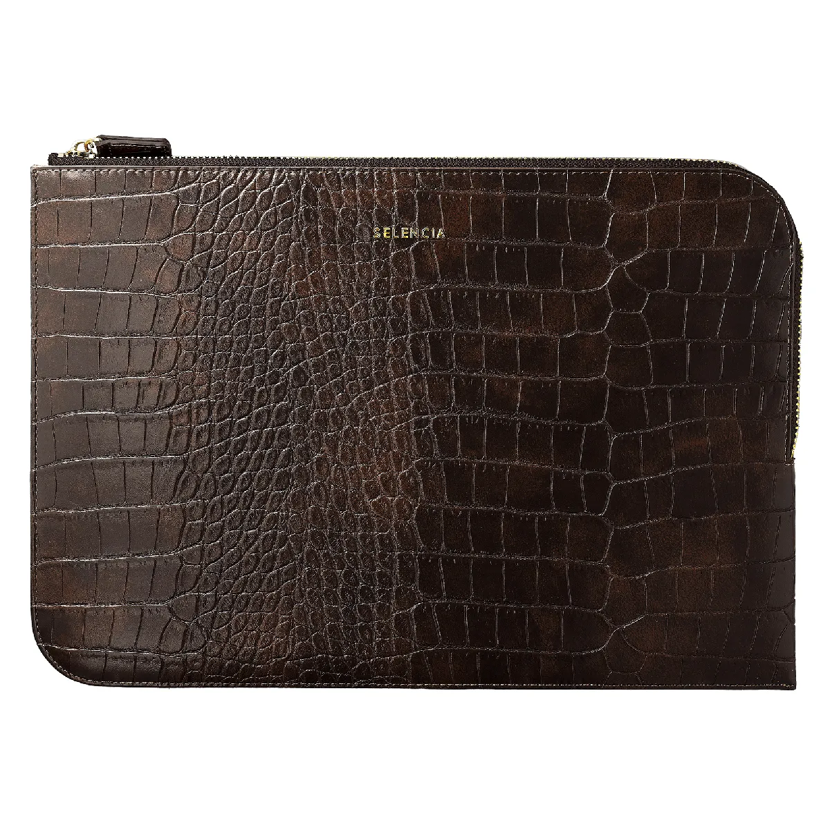 SELENCIA  Pochette ordinateur Croco 14 pouces - Choco Brown