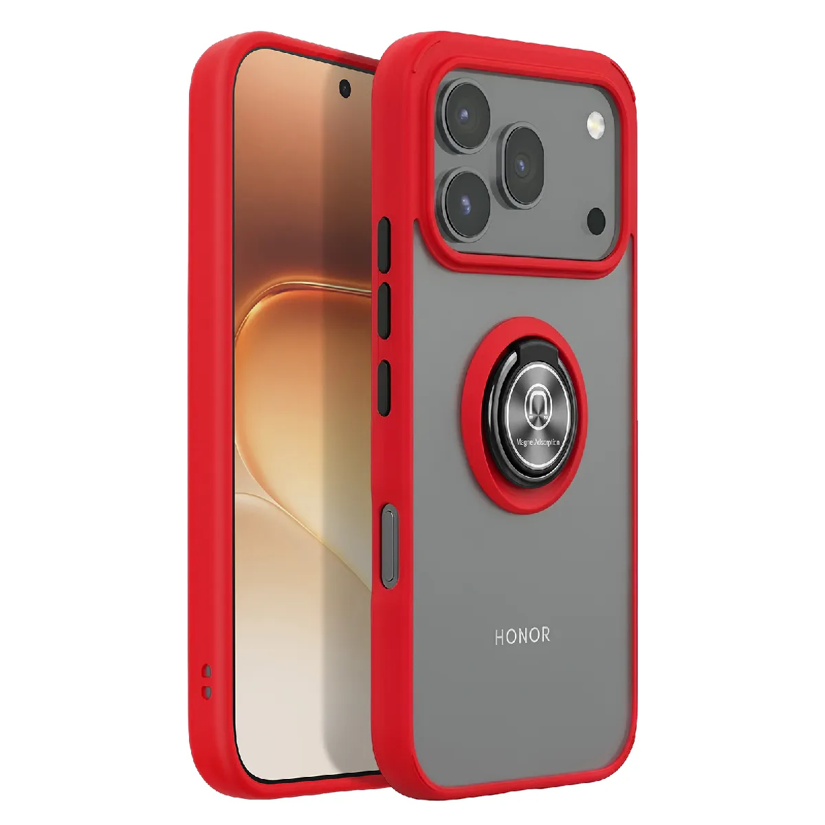 Avizar Rouge Coque Pour Honor 600 / 600 Pro Avec Support Anneau Et Fixation Magnétique