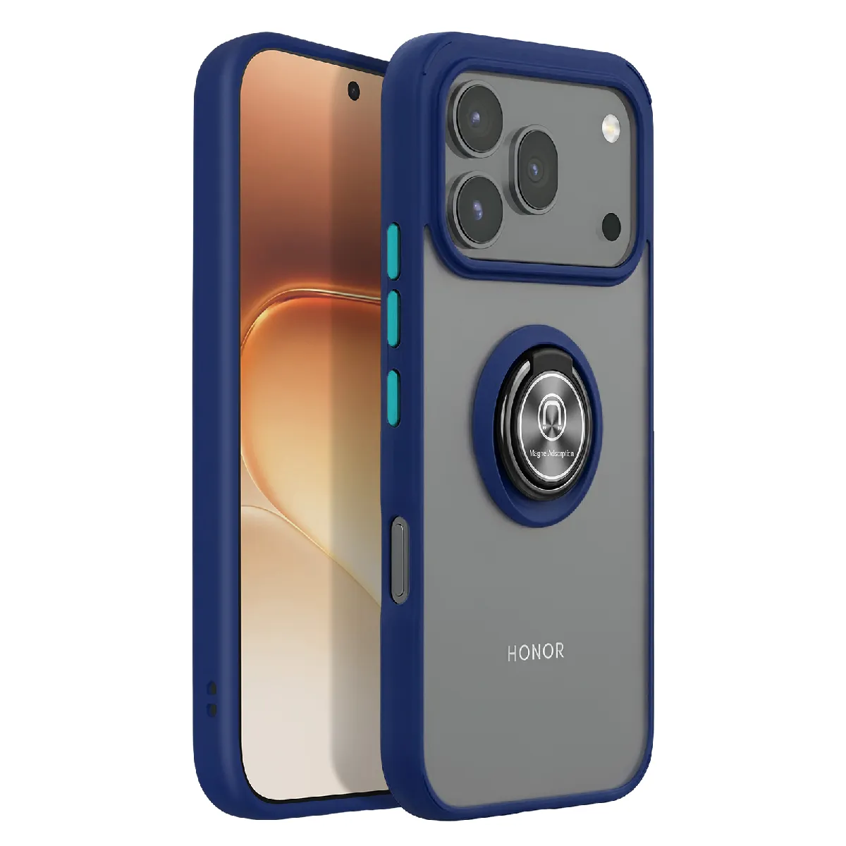 Avizar Bleu Coque Pour Honor 600 / 600 Pro Avec Support Anneau Et Fixation Magnétique Nuit