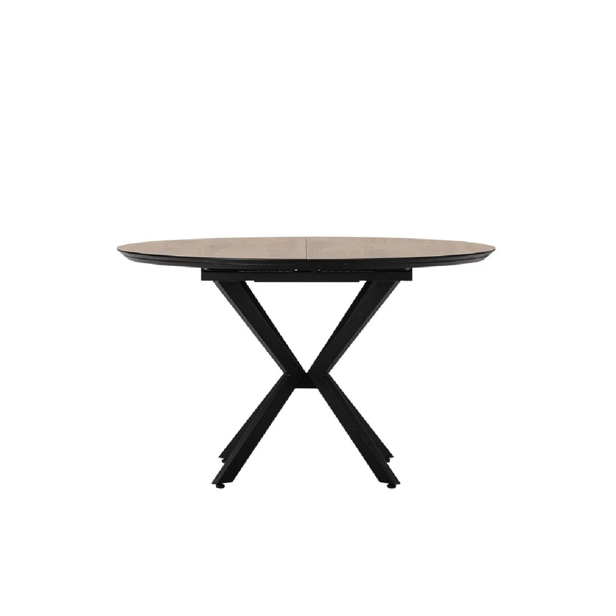 Table à manger extensible 126cm pieds en métal noir Chêne foncé