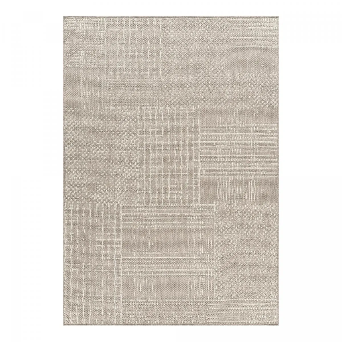Tapis kilim 200 x 290 cm, beige et crème, motif géométrique, LYN53 TRAME 2