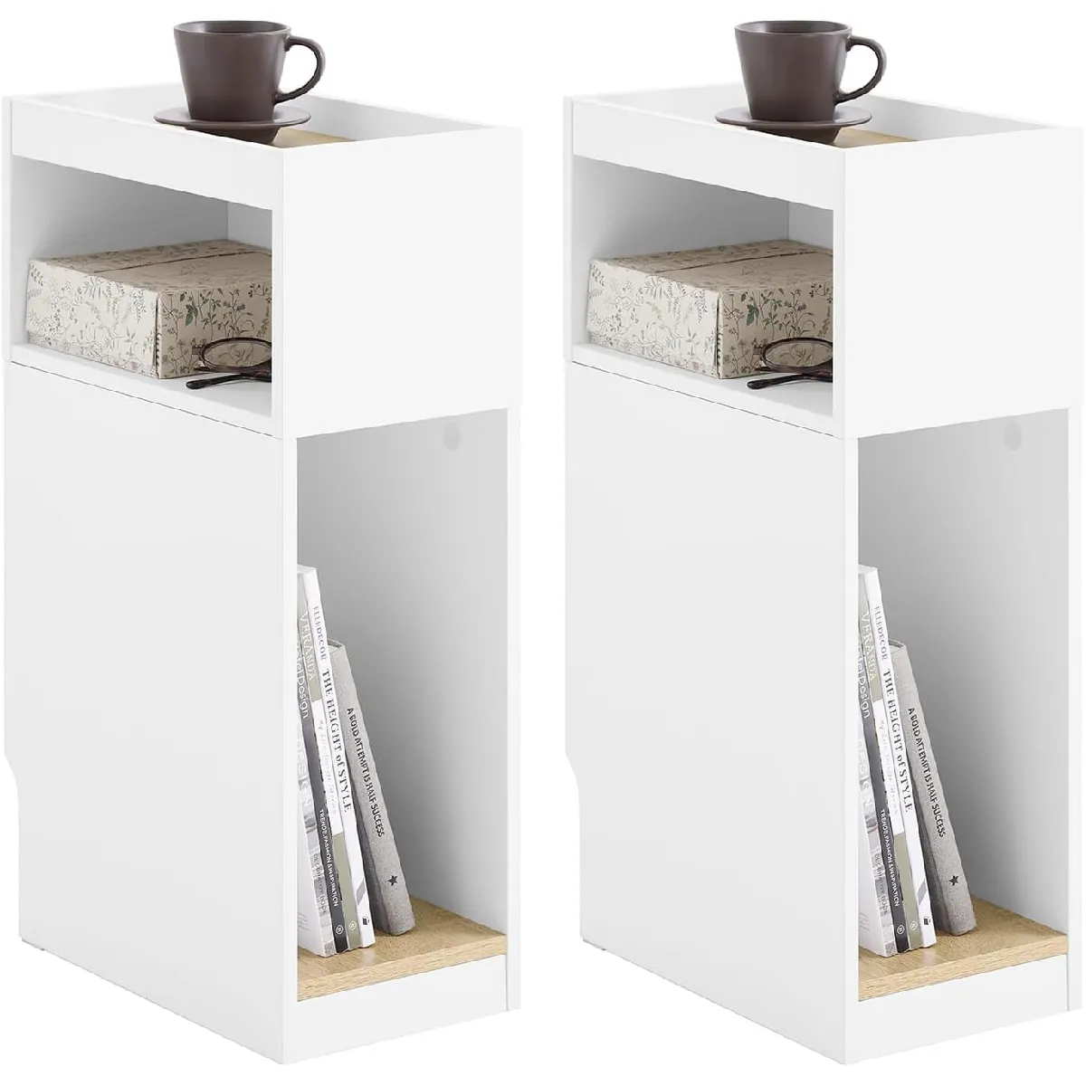 SoBuy Comodino Lot de 2 Table de Chevet &Eacute;troite Blanc 20x35x60 cm FBT171-WNx2