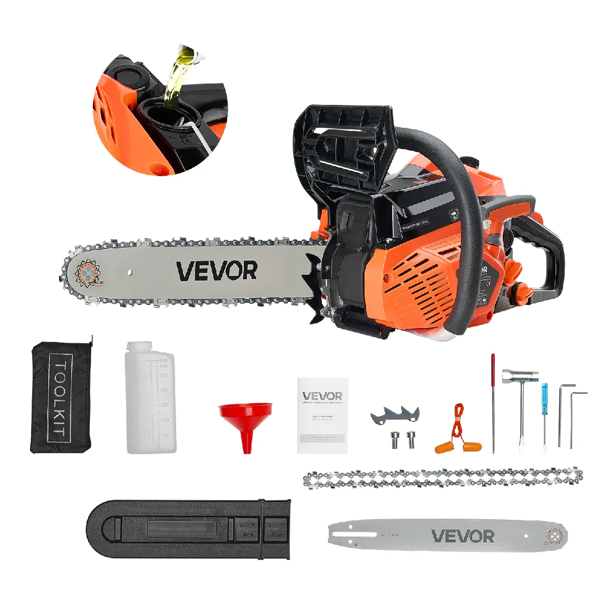 VEVOR  Tron&ccedil;onneuse &agrave; Essence Thermique 355 mm 40 cc 1,3 kW pour Coupe de Bois
