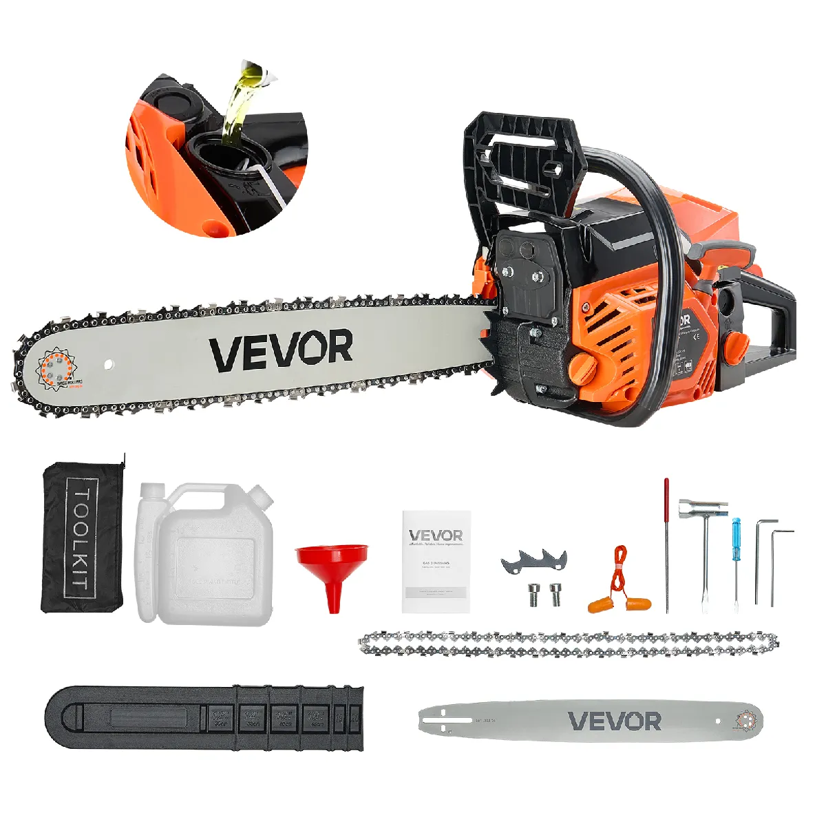 VEVOR  Tron&ccedil;onneuse &agrave; Essence Thermique 508 mm 62 cc 2,7 kW pour Coupe de Bois
