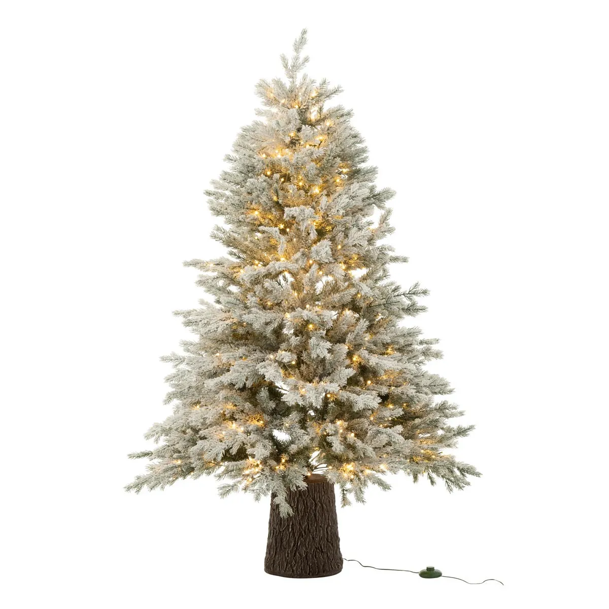 Sapin de No&euml;l Enneig&eacute; 600 LED Tronc 150cm Vert