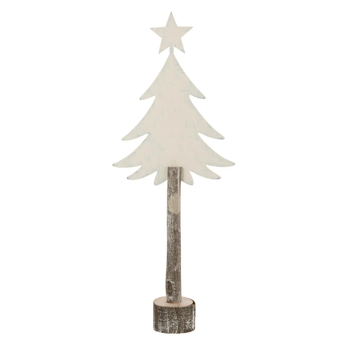 Sapin de No&euml;l sur Tronc &Eacute;toile 60cm Blanc Cass&eacute;