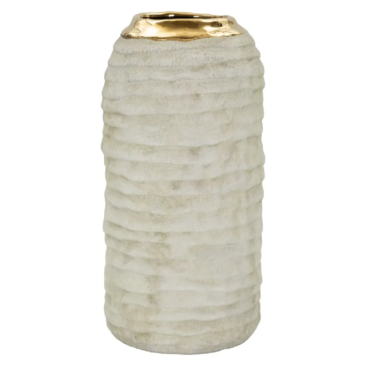 MAURO FERRETTI Vase en c&eacute;ramique avec d&eacute;tails dor&eacute;s, design moderne, &oslash; 12,5 x 25 cm