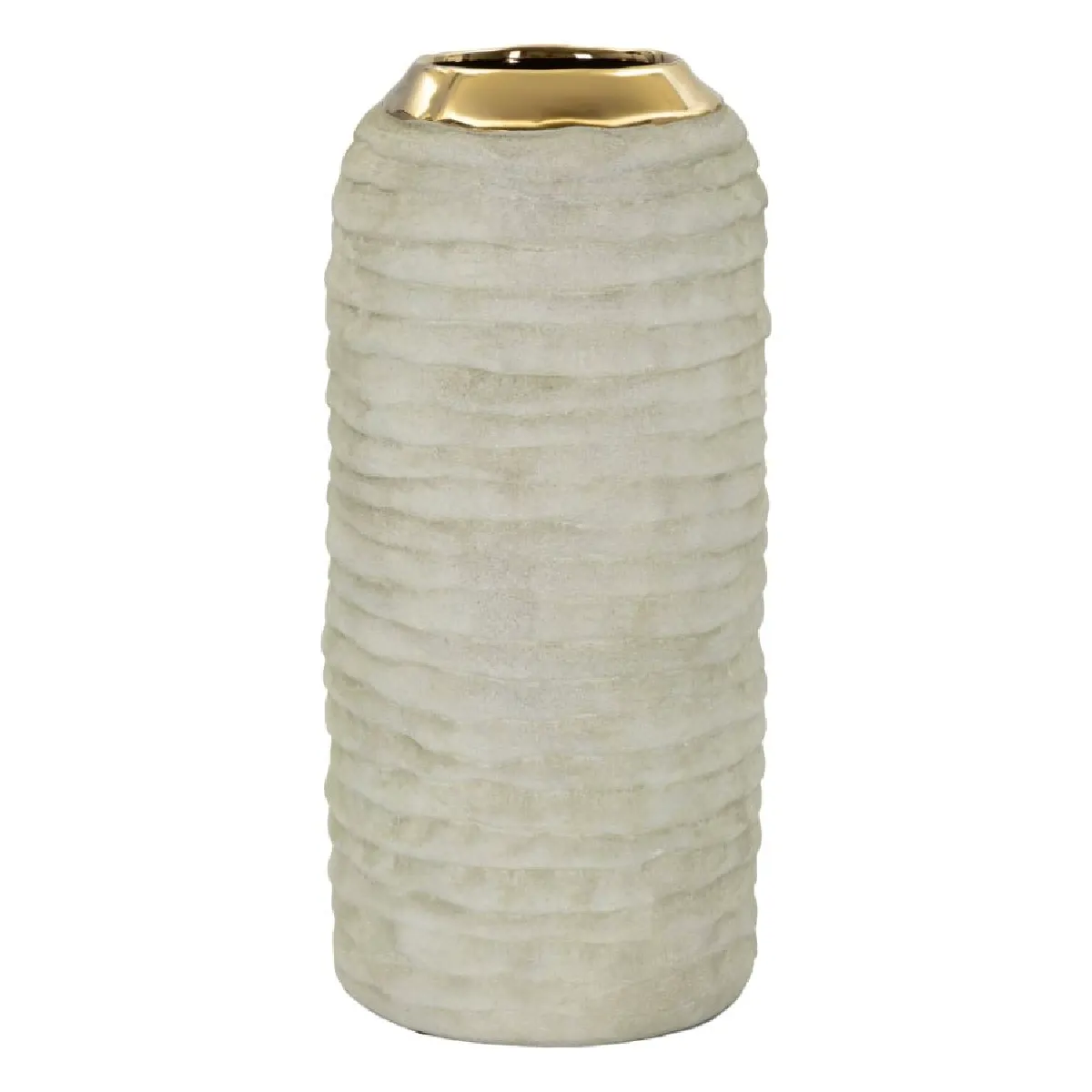 MAURO FERRETTI Vase d&eacute;coratif en c&eacute;ramique avec d&eacute;tails dor&eacute;s, &oslash; 14 x 30 cm