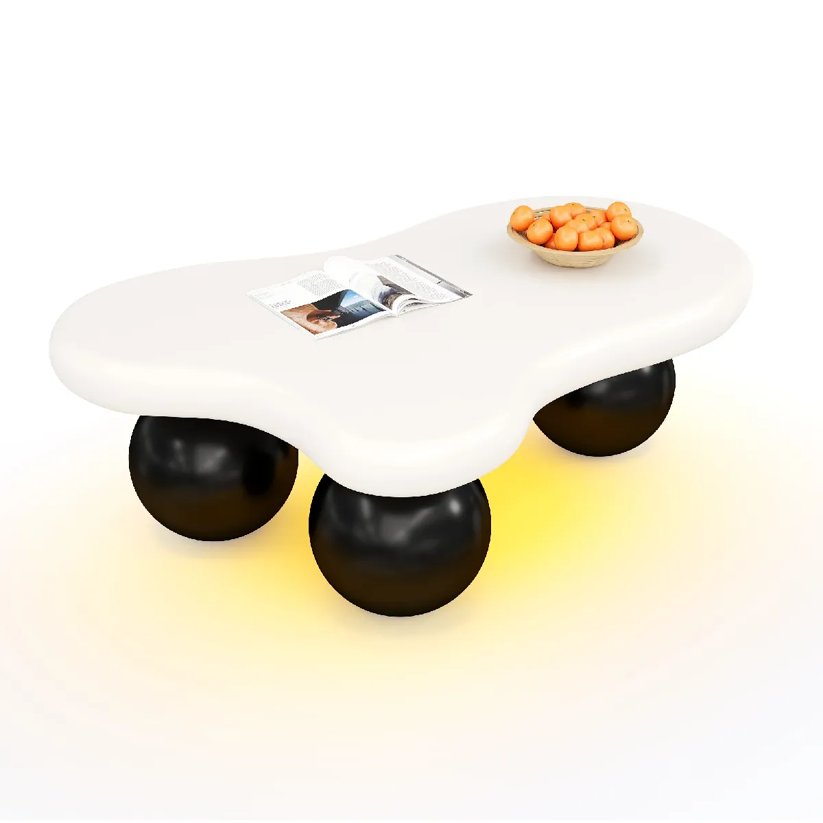 Table basse 95/62,5/32 cm noir et blanc en MDF avec LED multicolore