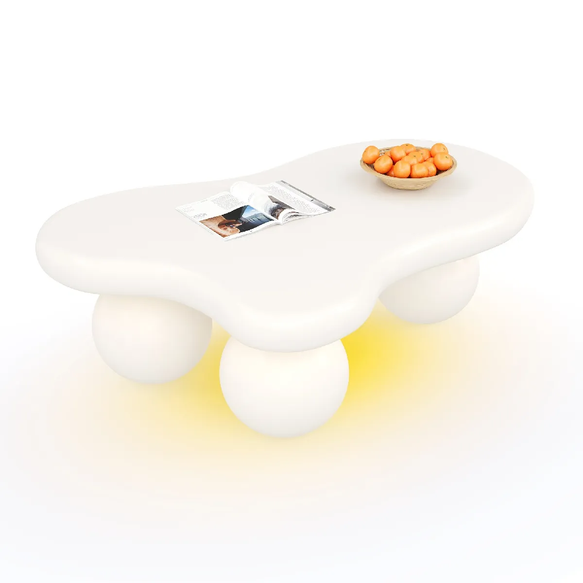 Table basse 95/62,5/32 cm blanc en MDF avec LED 16 couleurs design nuage